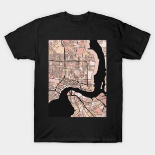 Jacksonville Map Pattern in Soft Pink Pastels T-Shirt